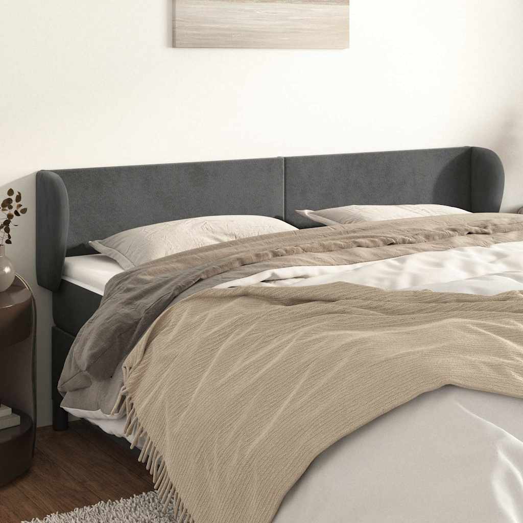 Vidaxl hoofdbord met randen 183x23x78 88 cm fluweel donkergrijs