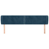 Vidaxl hoofdbord met randen 163x23x78 88 cm fluweel donkerblauw