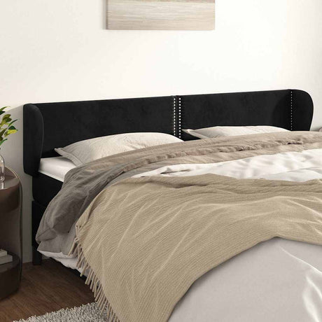 Vidaxl hoofdbord met randen 183x23x78 88 cm fluweel zwart