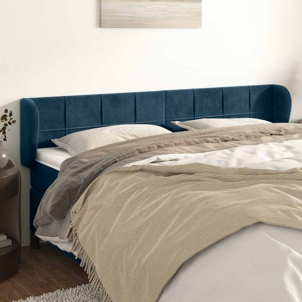 Vidaxl hoofdbord met randen 203x23x78 88 cm fluweel donkerblauw