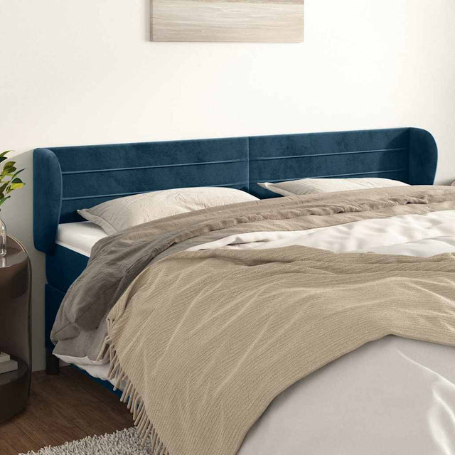 Vidaxl hoofdbord met randen 183x23x78 88 cm fluweel donkerblauw