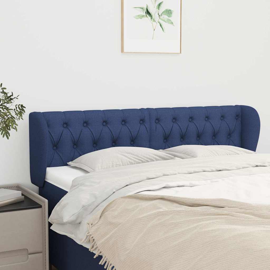 Vidaxl hoofdbord met randen 147x23x78 88 cm stof blauw