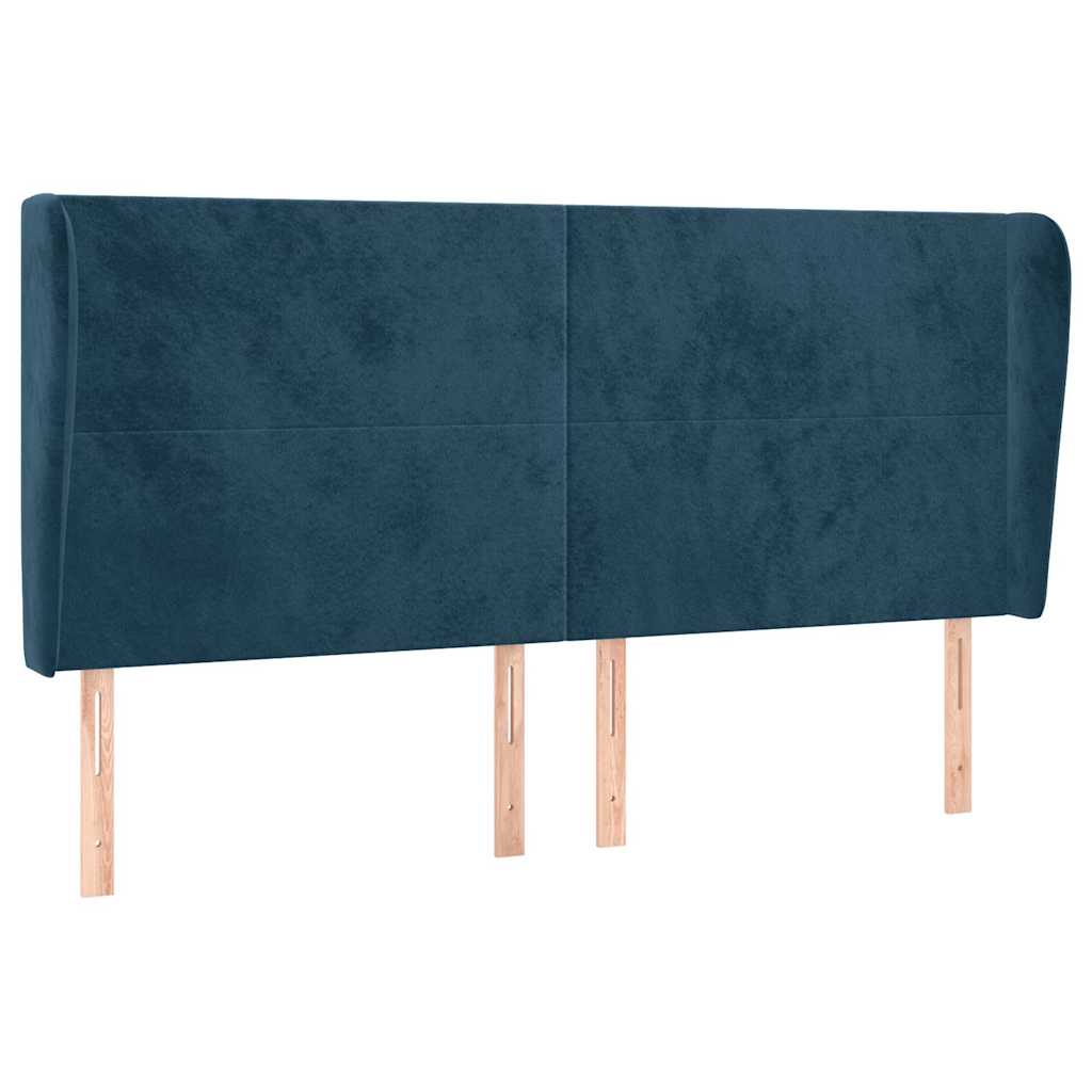 Vidaxl hoofdbord met randen 163x23x118 128 cm fluweel donkerblauw