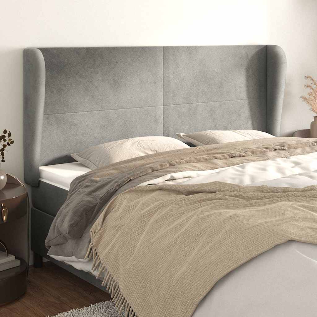 Vidaxl hoofdbord met randen 183x23x118 128 cm fluweel lichtgrijs