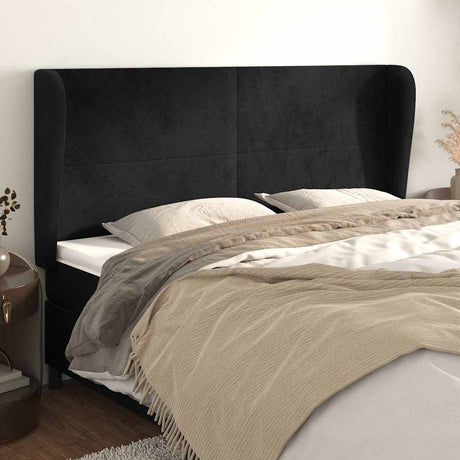 Vidaxl hoofdbord met randen 183x23x118 128 cm fluweel zwart
