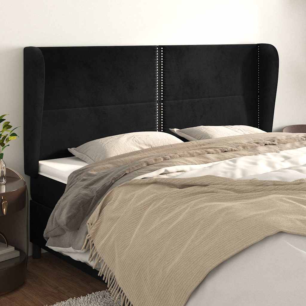 Vidaxl hoofdbord met randen 183x23x118 128 cm fluweel zwart