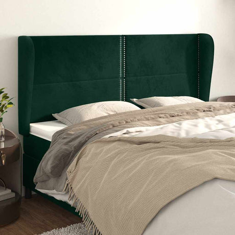 Vidaxl hoofdbord met randen 183x23x118 128 cm fluweel donkergroen