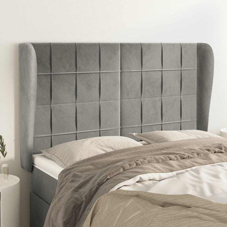 Vidaxl hoofdbord met randen 147x23x118 128 cm fluweel lichtgrijs