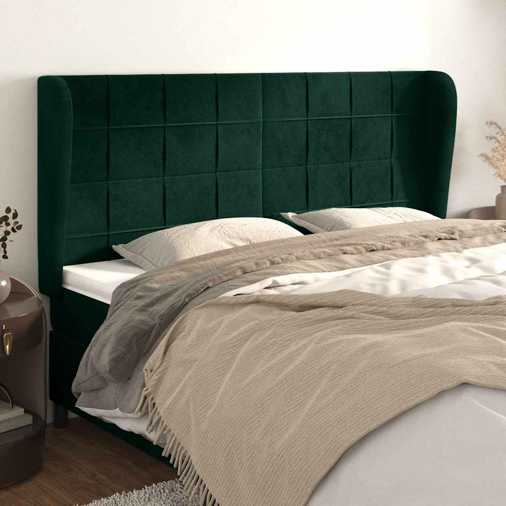 Vidaxl hoofdbord met randen 183x23x118 128 cm fluweel donkergroen