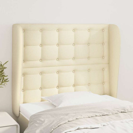 Vidaxl hoofdbord met randen 93x23x118 128 cm kunstleer crèmekleurig