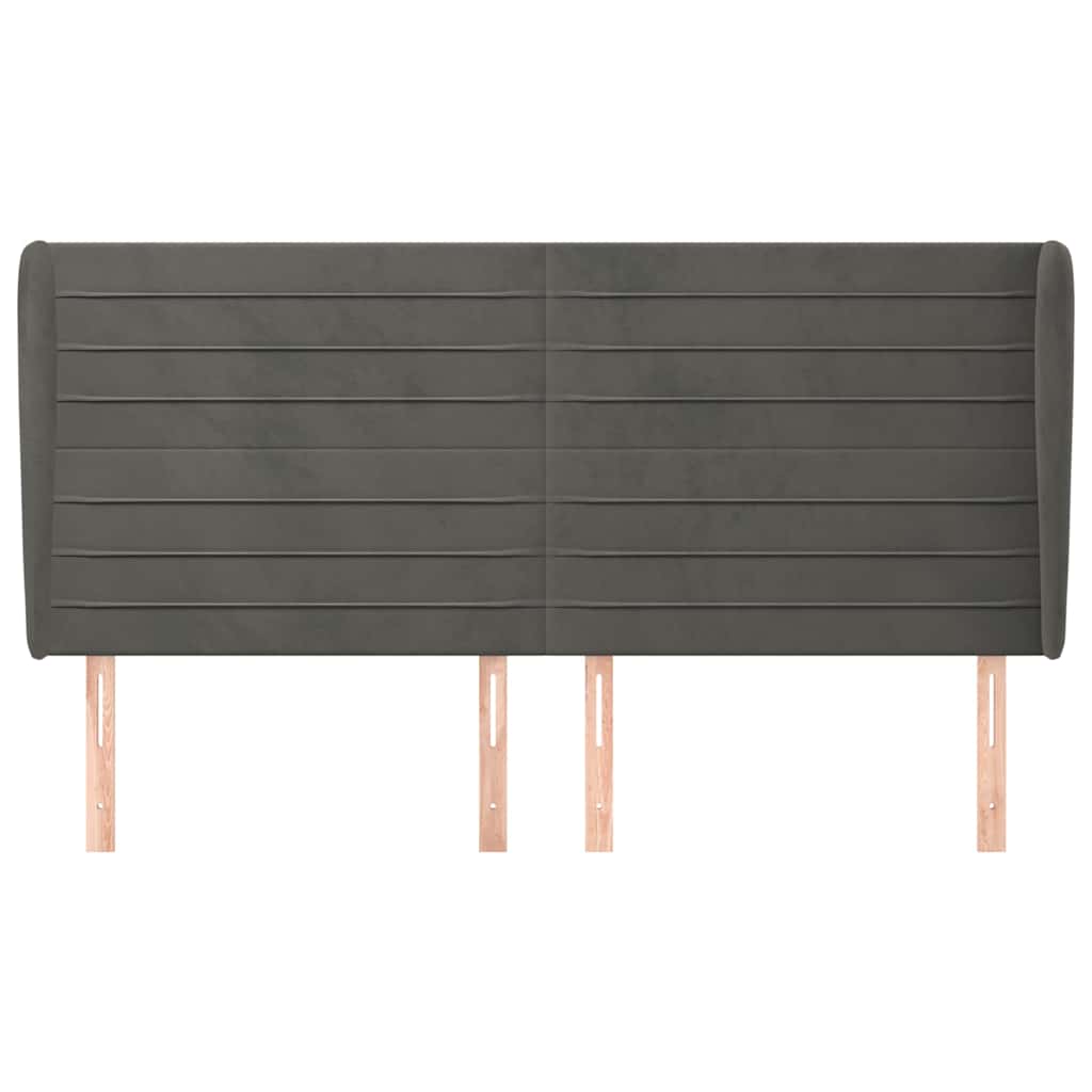 Vidaxl hoofdbord met randen 163x23x118 128 cm fluweel donkergrijs
