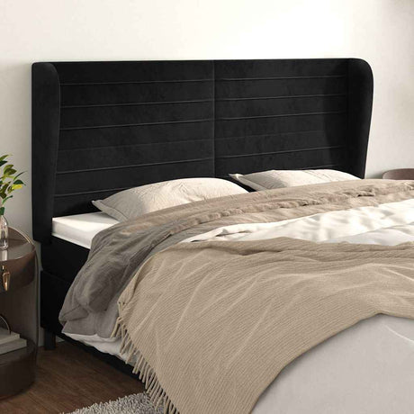 Vidaxl hoofdbord met randen 183x23x118 128 cm fluweel zwart