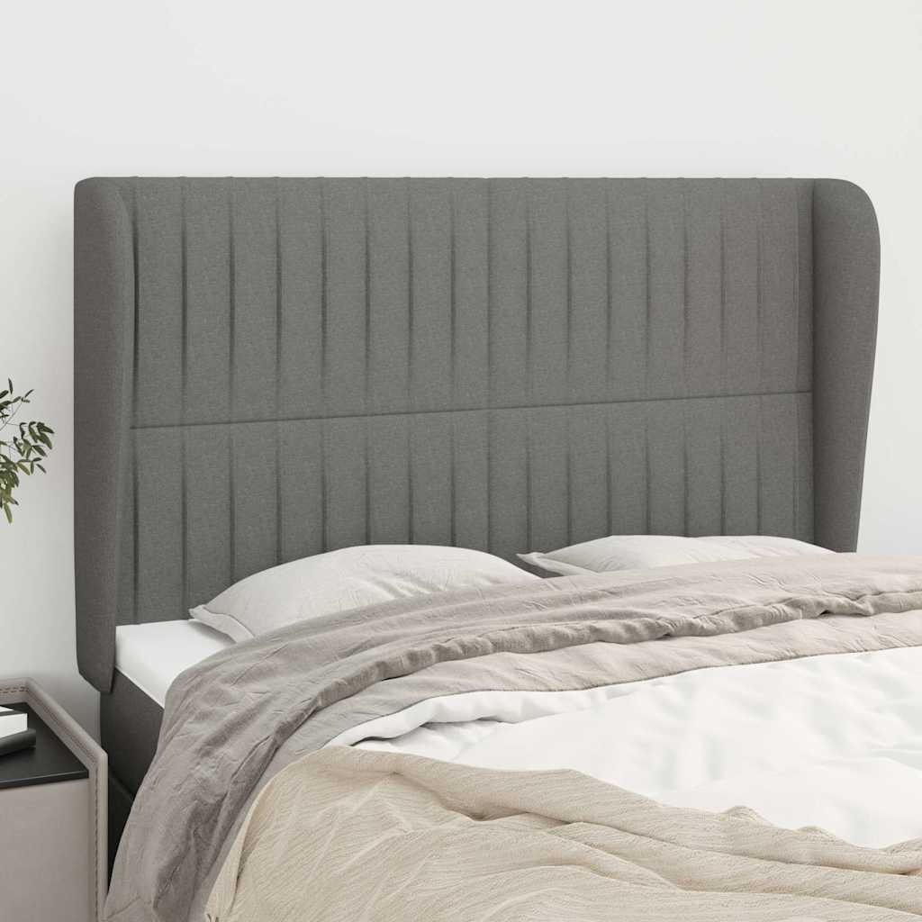 Vidaxl hoofdbord met randen 147x23x118 128 cm stof donkergrijs
