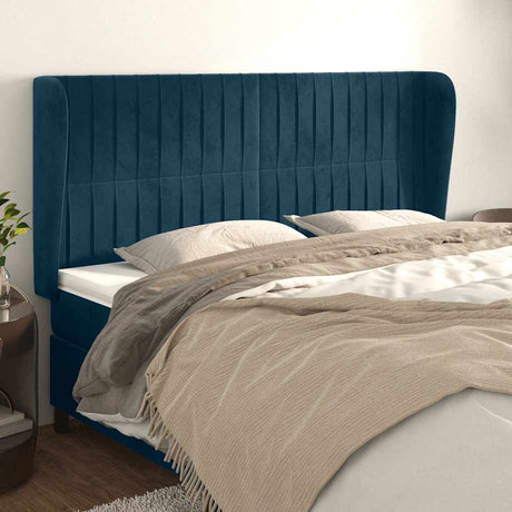 Vidaxl hoofdbord met randen 163x23x118 128 cm fluweel donkerblauw