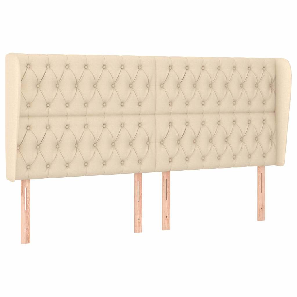 Vidaxl hoofdbord met randen 183x23x118 128 cm stof crèmekleurig
