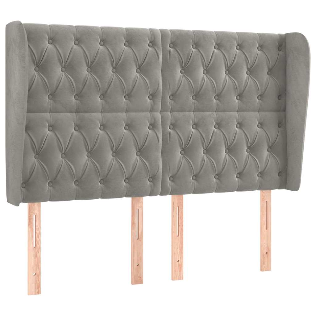 Vidaxl hoofdbord met randen 163x23x118 128 cm fluweel lichtgrijs