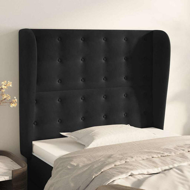 Vidaxl hoofdbord met randen 83x23x118 128 cm fluweel zwart