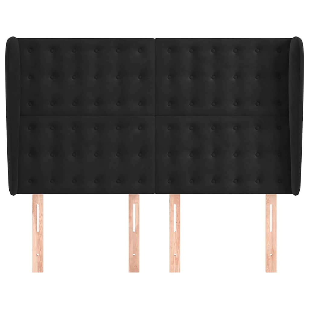 Vidaxl hoofdbord met randen 147x23x118 128 cm fluweel zwart