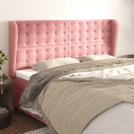 Vidaxl hoofdbord met randen 203x23x118 128 cm fluweel roze