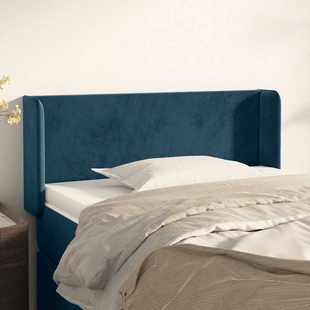 Vidaxl hoofdbord met randen 103x16x78 88 cm fluweel donkerblauw