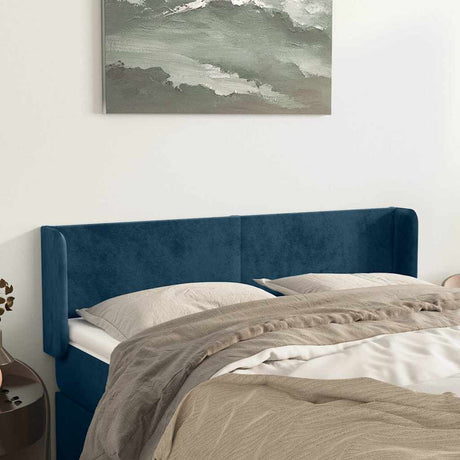 Vidaxl hoofdbord met randen 147x16x78 88 cm fluweel donkerblauw