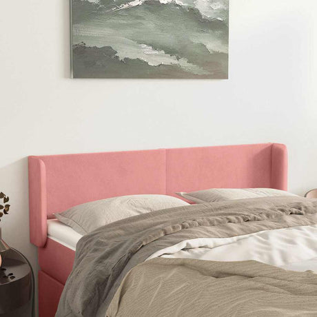Vidaxl hoofdbord met randen 147x16x78 88 cm fluweel roze