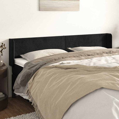 Vidaxl hoofdbord met randen 163x16x78 88 cm fluweel zwart