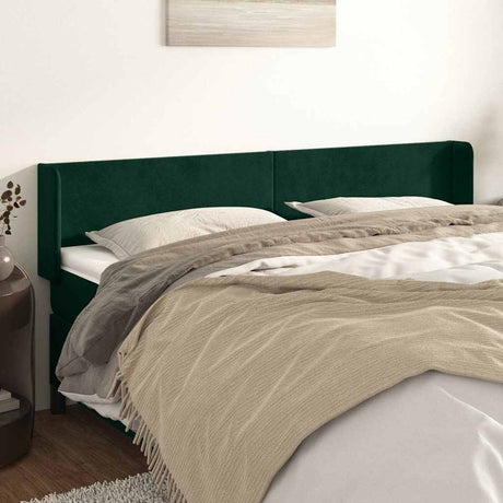 Vidaxl hoofdbord met randen 163x16x78 88 cm fluweel donkergroen