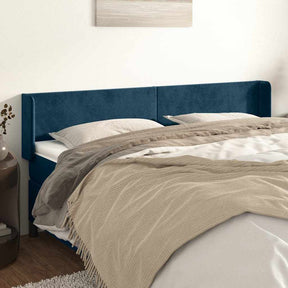 Vidaxl hoofdbord met randen 203x16x78 88 cm fluweel donkerblauw