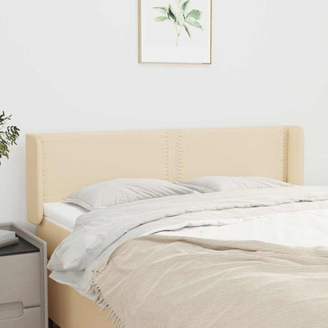 Vidaxl hoofdbord met randen 147x16x78 88 cm stof crèmekleurig
