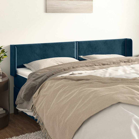 Vidaxl hoofdbord met randen 203x16x78 88 cm fluweel donkerblauw