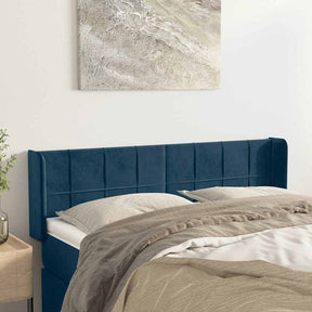 Vidaxl hoofdbord met randen 147x16x78 88 cm fluweel donkerblauw