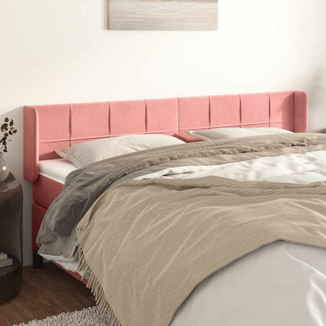 Vidaxl hoofdbord met randen 183x16x78 88 cm fluweel roze