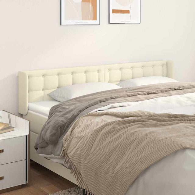 Vidaxl hoofdbord met randen 163x16x78 88 cm kunstleer crèmekleurig