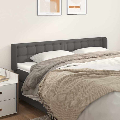 Vidaxl hoofdbord met randen 183x16x78 88 cm kunstleer grijs