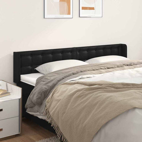 Vidaxl hoofdbord met randen 203x16x78 88 cm kunstleer zwart