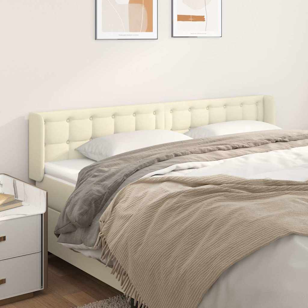 Vidaxl hoofdbord met randen 203x16x78 88 cm kunstleer crèmekleurig