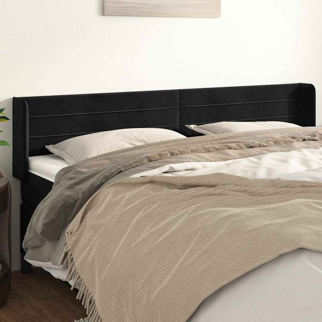 Vidaxl hoofdbord met randen 163x16x78 88 cm fluweel zwart