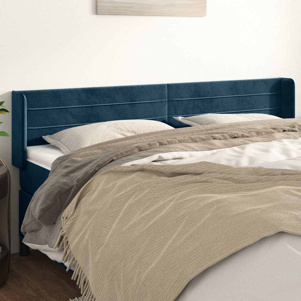 Vidaxl hoofdbord met randen 203x16x78 88 cm fluweel donkerblauw