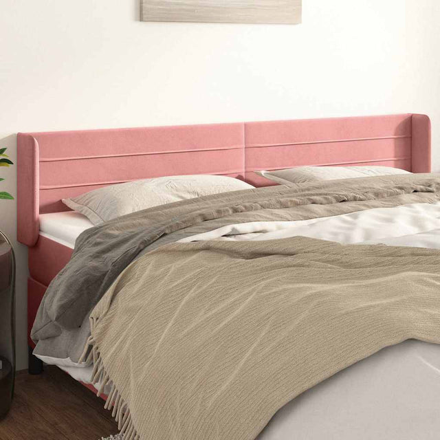 Vidaxl hoofdbord met randen 203x16x78 88 cm fluweel roze