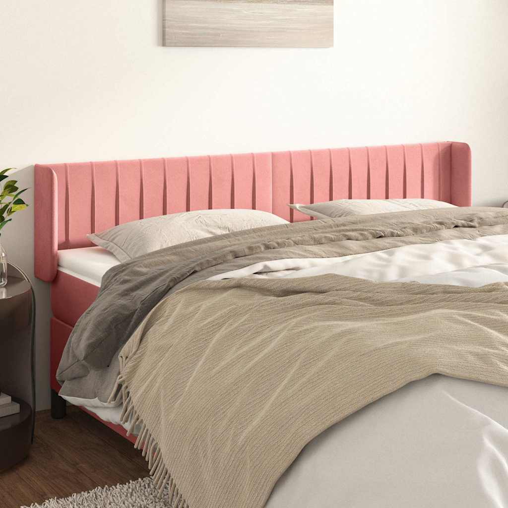 Vidaxl hoofdbord met randen 163x16x78 88 cm fluweel roze