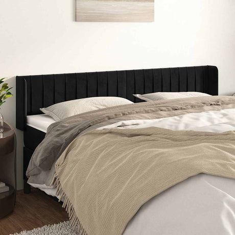 Vidaxl hoofdbord met randen 183x16x78 88 cm fluweel zwart
