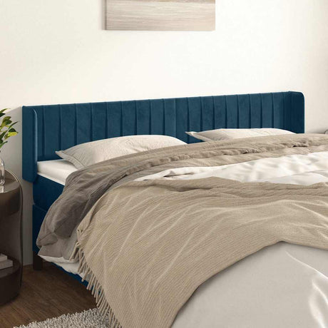Vidaxl hoofdbord met randen 183x16x78 88 cm fluweel donkerblauw
