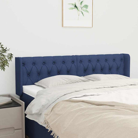 Vidaxl hoofdbord met randen 163x16x78 88 cm stof blauw