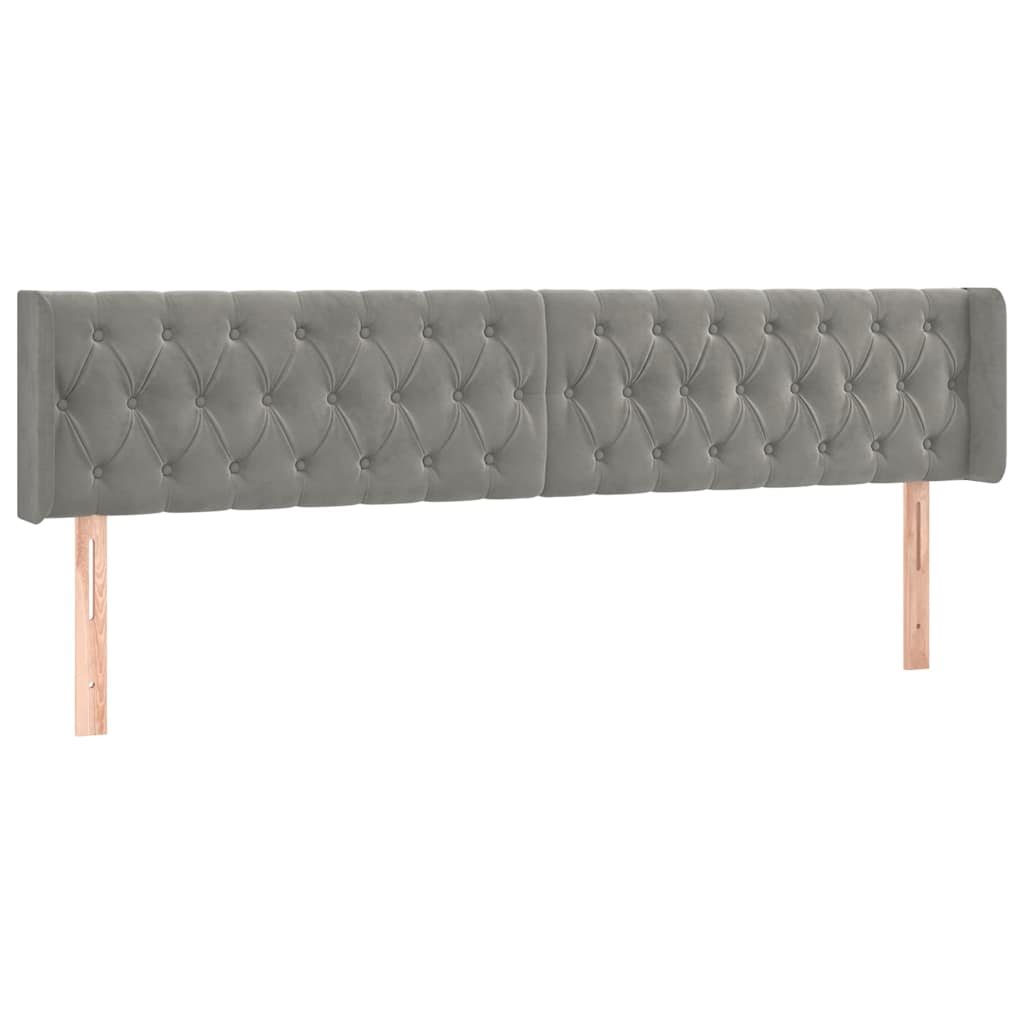 Vidaxl hoofdbord met randen 183x16x78 88 cm fluweel lichtgrijs