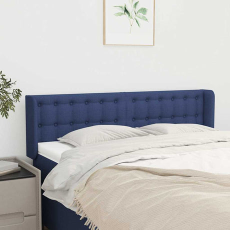 Vidaxl hoofdbord met randen 147x16x78 88 cm stof blauw
