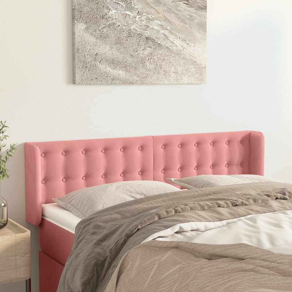 Vidaxl hoofdbord met randen 147x16x78 88 cm fluweel roze