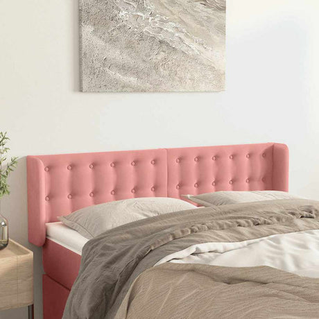 Vidaxl hoofdbord met randen 147x16x78 88 cm fluweel roze