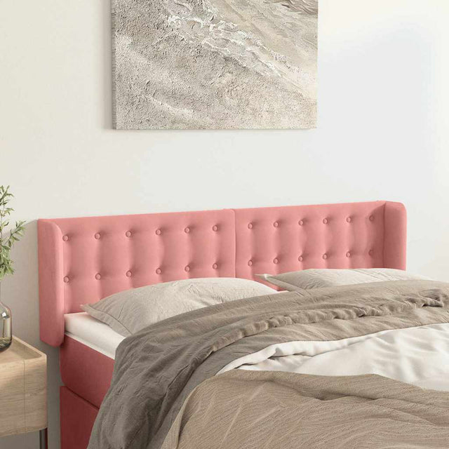 Vidaxl hoofdbord met randen 147x16x78 88 cm fluweel roze