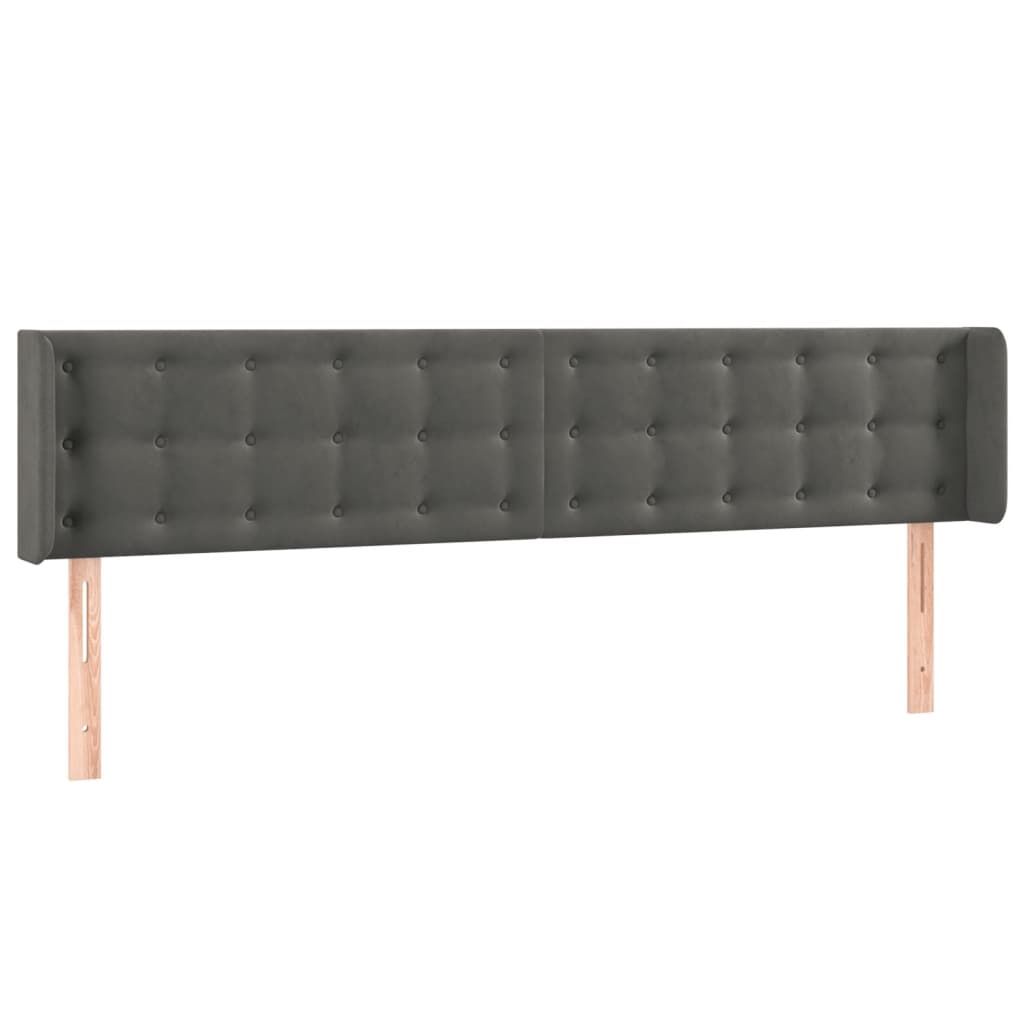 Vidaxl hoofdbord met randen 183x16x78 88 cm fluweel donkergrijs